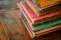 A Stack of Books on a Wooden Table. Generative AI Royalty Free Stock Photo