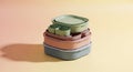 Stack of Assorted Pastel Colored Plastic Food Storage Containers and Compartments food containers Royalty Free Stock Photo