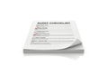 A stack of audit summary papers with a curled corner isolated on white background Royalty Free Stock Photo