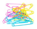Stack of Baby clothes hangers on white background Royalty Free Stock Photo