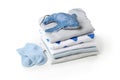 Stack of baby clothes isolated on background Royalty Free Stock Photo