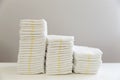 Stack of baby disposable diapers. Baby hygiene Royalty Free Stock Photo