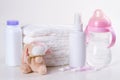 Stack of baby disposable diapers Royalty Free Stock Photo