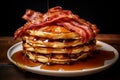 A stack of bacon pancakes Royalty Free Stock Photo