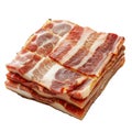 A stack of bacon slices on a white background Royalty Free Stock Photo