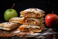 stack of baked apple hand pies on a baking sheet