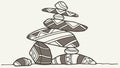 A stack of balanced zen stones with decorative patterns in a cairn design, vector design Generative AI Royalty Free Stock Photo