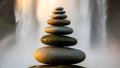 Zen Stones Balance Waterfall Serenity, Harmony, Meditation Royalty Free Stock Photo