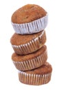 Stack of banana brown cup cake muffin isolated Royalty Free Stock Photo