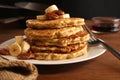 Stack of banana pancakes