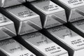 Stack of Bank Silver Bars closeup Royalty Free Stock Photo