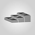 The stack of banknotes icon. Greenback, bank note, money symbol. Flat Royalty Free Stock Photo