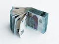Stack of banknotes worth 20 Euro isolated on a white background
