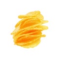 stack of barbecue flavor potato chips isolated on white