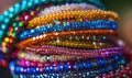 A stack of beaded bracelets in vibrant colors Royalty Free Stock Photo