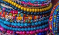 A stack of beaded bracelets in vibrant colors Royalty Free Stock Photo
