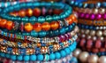 A stack of beaded bracelets in vibrant colors Royalty Free Stock Photo