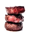 Stack of Beautifully Cooked Fillet Steaks Generative AI Illustration