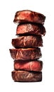 Stack of Beautifully Cooked Fillet Steaks Generative AI Illustration