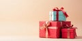 Stack of Beautifully Wrapped Presents on a Pastel Background Royalty Free Stock Photo