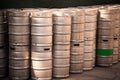 Stack of beer barrels Royalty Free Stock Photo