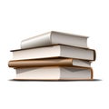 Stack of beige and brown books. Books various colors isolated on white