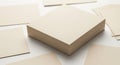 Stack of beige cardboard sheets on a white background Royalty Free Stock Photo