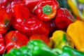 Stack of bell peppers on a market stall Royalty Free Stock Photo