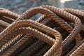 Stack of bent rusty rebars Royalty Free Stock Photo