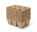 Stack of biodegradable paper pulp peat seedling pots