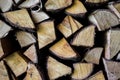 Close up of a stack of birch wood logs for winter season. Textured background. Royalty Free Stock Photo