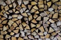 A stack of birch wood logs for winter season. Textured background. Royalty Free Stock Photo