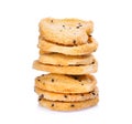 Stack of biscuit with black sesame isolated on white