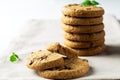 Stack of biscuits with copy space. Chocolate chip cookies Royalty Free Stock Photo