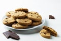 Stack of biscuits with copy space. Chocolate chip cookies Royalty Free Stock Photo