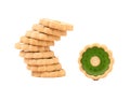 Stack of biscuits with kiwi jam. Royalty Free Stock Photo