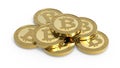 Stack of bitcoins isolated on white Royalty Free Stock Photo