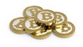 Stack of bitcoins isolated on white Royalty Free Stock Photo