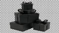 Stack of Black Gift Boxes with Ribbons Royalty Free Stock Photo