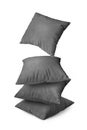 Stack of black pillows isolated on white background Royalty Free Stock Photo