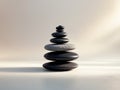 Stack black stones balanced top each other middle peace found. Royalty Free Stock Photo