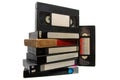 Stack of vintage VHS tapes on white Royalty Free Stock Photo