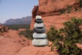 Stack Of Black And White Balancing Stones In Nature