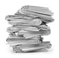 A stack of black and white newspapers on a white background Royalty Free Stock Photo
