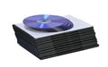 Stack of blank DVD cases and laying down disc Royalty Free Stock Photo