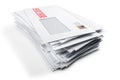 Stack of blank envelopes on white background