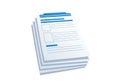 Stack of blank lined paper sheets with blue header bars neatly arranged Royalty Free Stock Photo