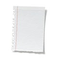 Stack of blank lined paper sheets bound together with a red elastic band on the side Royalty Free Stock Photo