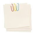 Stack of blank paper sheets with colorful paper clips isolated Royalty Free Stock Photo
