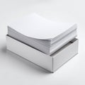 Stack of Blank Paper Sheets in a Neat White Box Ready for Use in Various Creative and Office Applications Royalty Free Stock Photo